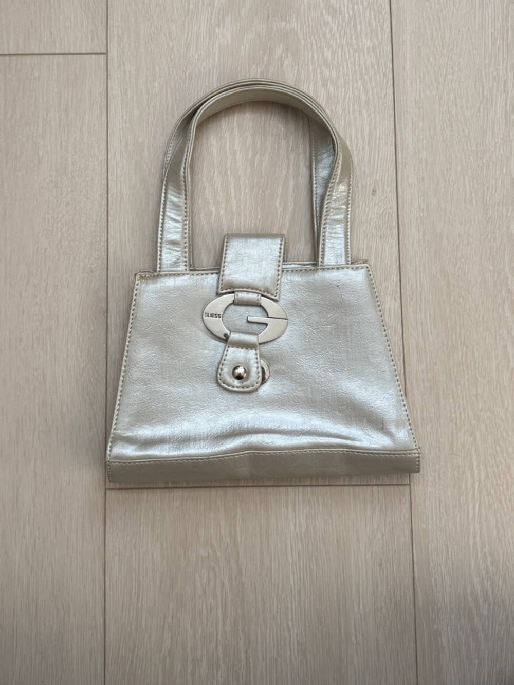 Guess Vintage Y2K Metallic Silver Mini Top-Handle Bag